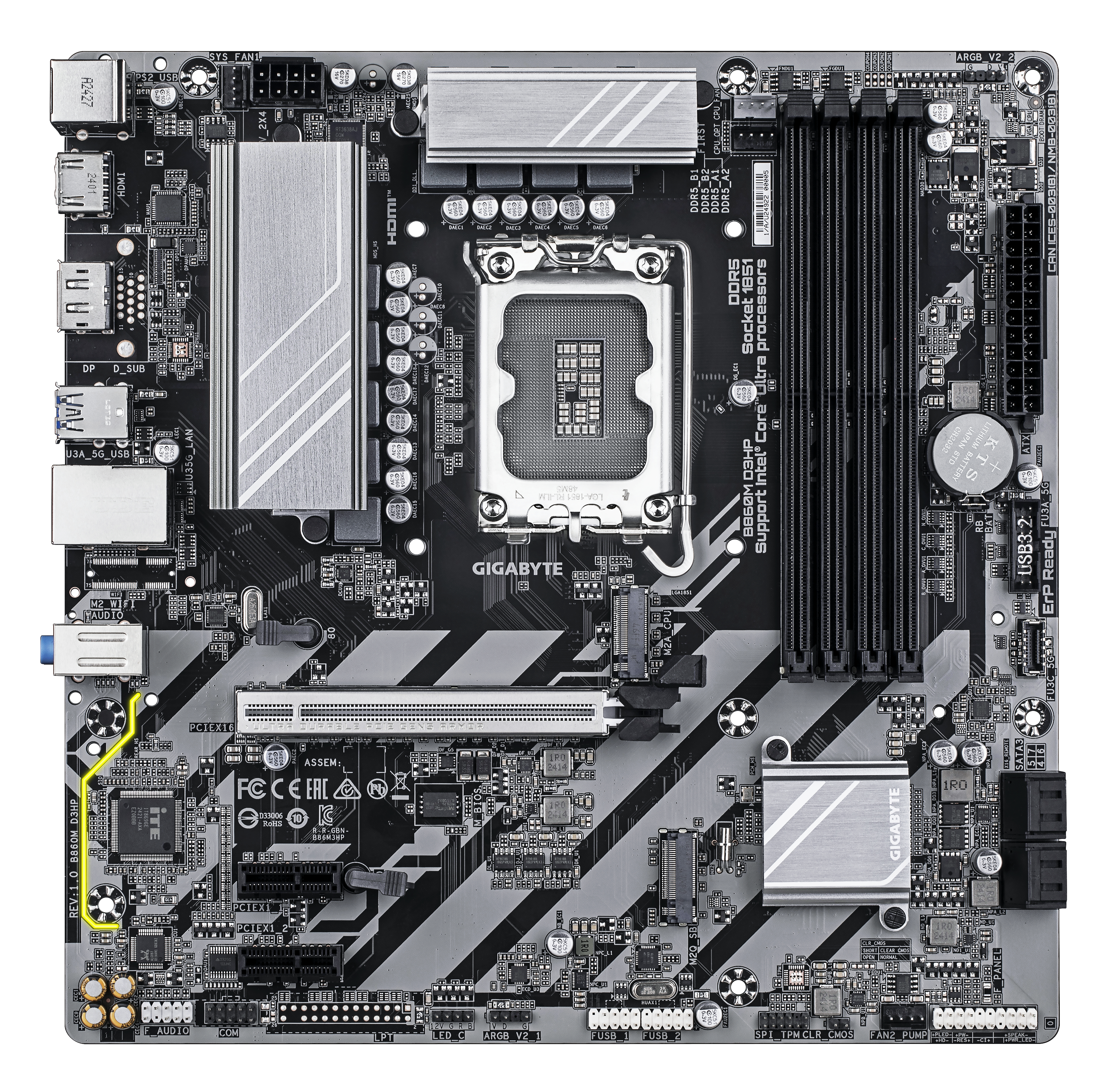 Bekijk afbeelding 2 van Gigabyte 1851 B860M D3HP - DDR5/M.2/DP/HDMI/mATX